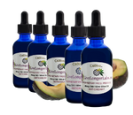 A five-bottle image of C60Live Avocado Oil Antioxidant.